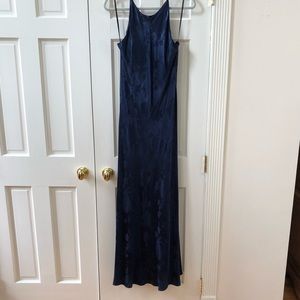 Evening gown in midnight blue.